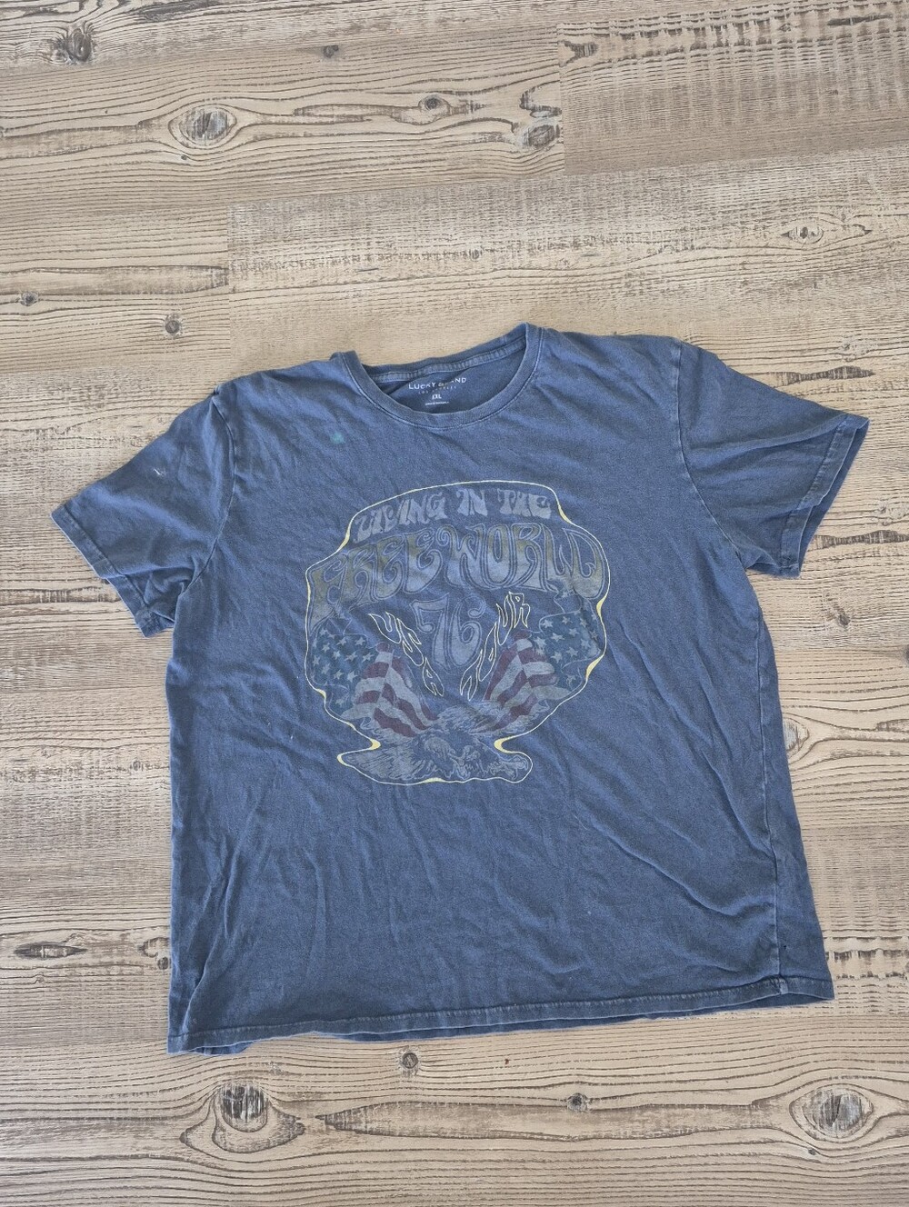 Lucky Brand Men's Blue Graphic Short-Sleeve Crew Tshirt